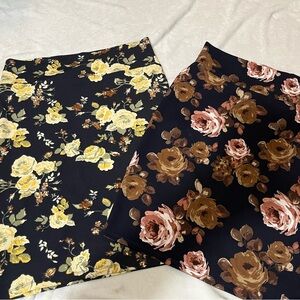 LuLaRoe Floral Pencil Skirts - Yellow and Brown